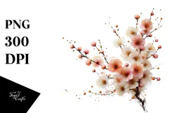 Cherry Blossom Watercolor Splash PNG Product Image 1