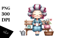 Watercolor Lady Bench Hair Curlers Mug Product Image 1