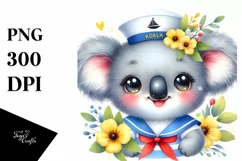 Colorful Baby Koala Sailor Watercolor Product Image 1