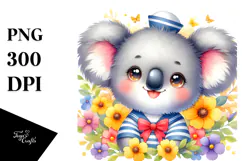 Colorful Baby Koala Sailor Watercolor Product Image 1
