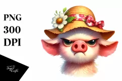 Funny Pig and Goat in Sun Hat | Sublimation | Clipart Product Image 3