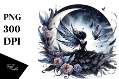 Watercolor Gothic Fairy PNG Product Image 1