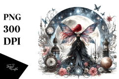 Creative Gothic Fairy on Moon PNG Product Image 1