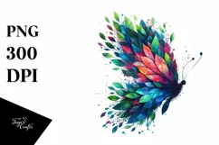 Vibrant Butterfly with Plant Leaves PNG Product Image 3