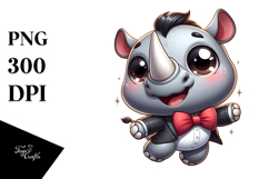 Cute Cartoon Rhino Jumping PNG Product Image 1