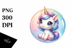 Baby Unicorn in Bubble | Sublimation Clipart Product Image 3