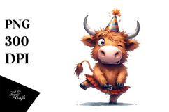Comic Highland Cow PNG Product Image 1