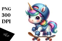colorful Baby Unicorn in Skateboarder&#039;s Gear Product Image 3