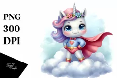 Colorful Baby Unicorn Hero Cloud | Sublimation | Clipart Product Image 3