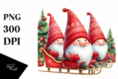 Red Gnomes by the Sleigh PNG Product Image 3