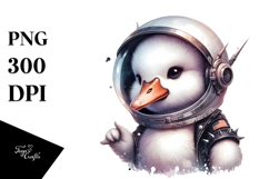 Punk Look Baby Swan with Astronaut Helmet PNG Product Image 1