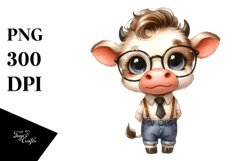 Expressive Cute Cow with es | Sublimation | Clipart Product Image 1
