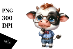 Expressive Cute Cow with es | Sublimation | Clipart Product Image 1