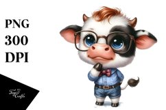 Expressive Cute Cow with es | Sublimation | Clipart Product Image 3