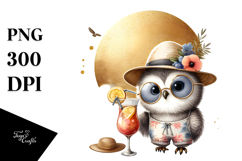 Hipster Owl in Beachwear PNG Product Image 1
