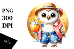 Hipster Owl in Beachwear PNG Product Image 1