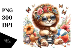 Adorned Cute Lion Digital PNG Product Image 1