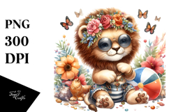 Adorned Cute Lion Digital PNG Product Image 1