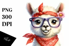 Funny Llama Lamb with Bandana and Fancy es | Clipart Product Image 1