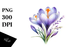 Metallic Crocus Watercolor PNG Product Image 1
