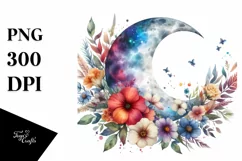 Colorful Flowers Half Moon PNG Product Image 1