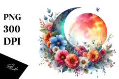 Colorful Flowers Half Moon PNG Product Image 1