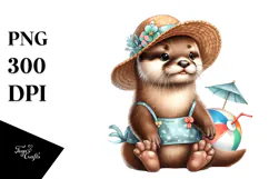 Digital Cute Otter Beachwear PNG Product Image 1