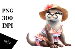 Digital Cute Otter Beachwear PNG Product Image 1