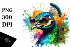 Colorful Artistic Peacock Sunglasses Clipart Product Image 3