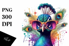 Colorful Artistic Peacock Sunglasses Clipart Product Image 3