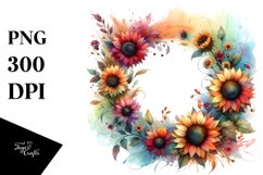 Colorful Sunflower Abstract Frame | Clipart Product Image 3