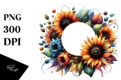 Colorful Sunflower Abstract Frame | Clipart Product Image 1