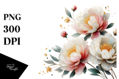 Peonies Watercolor, PNG Product Image 1