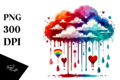 Cloud Sketches with Hearts Digital Painting PNG Product Image 1