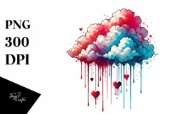 Cloud Sketches with Hearts Digital Painting PNG Product Image 1