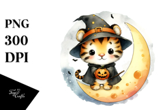 Cute Tiger Standing on Moon PNG Product Image 1