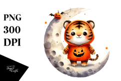 Cute Tiger Standing on Moon PNG Product Image 1