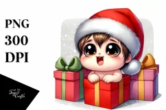 Expressive Japanese Chin with Santa Hat PNG Product Image 1