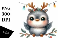 Enthusiastic Hummingbird with Reindeer Horns PNG Product Image 3