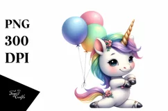 Dancer Baby Unicorn with Balloons | Clipart Product Image 3