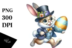 Goofy Bunny with Suit and Big Egg PNG Product Image 1