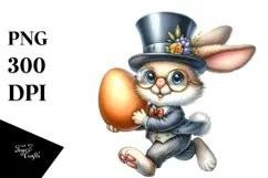 Goofy Bunny with Suit and Big Egg PNG Product Image 1