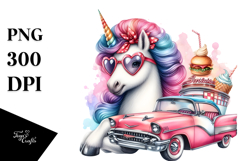 Colorful Baby Unicorn 50s Diner PNG Product Image 1