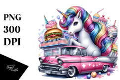 colorful Baby Unicorn with 50s Diner Product Image 1