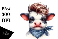 Funny Cow with Cool Hair PNG Product Image 1