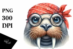 Walrus with Bandana and Fancy es | Clipart Product Image 1