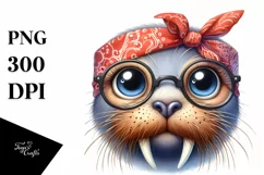 Walrus with Bandana and Fancy es | Clipart Product Image 1