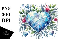 Diamond Heart Watercolor PNG Product Image 1