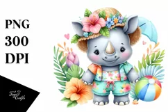 Cute Baby Rhino ready for Summer PNG Product Image 3
