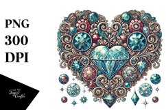 Vintage Diamond Heart PNG Product Image 1